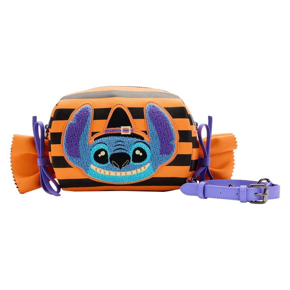 Disney Loungefly Crossbody Bag Lilo And Stitch Striped Halloween Candy Wrapper